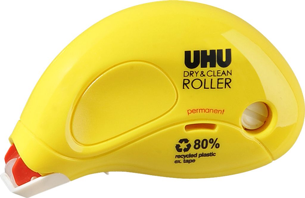 UHU Kleberoller Dry & Clean Roller permanent gelb