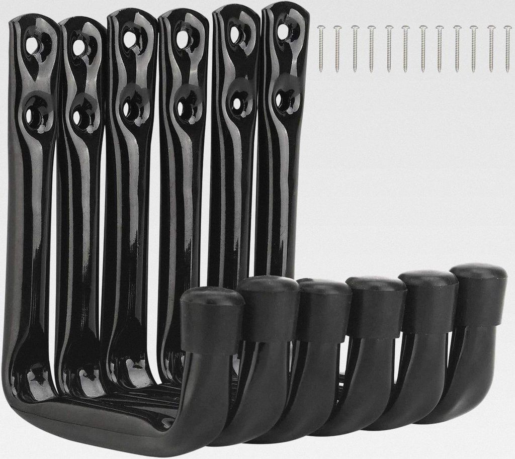 Robuste J-Haken, 6 Stück, Wandhalterung, Stahl, 12 cm x 10 cm