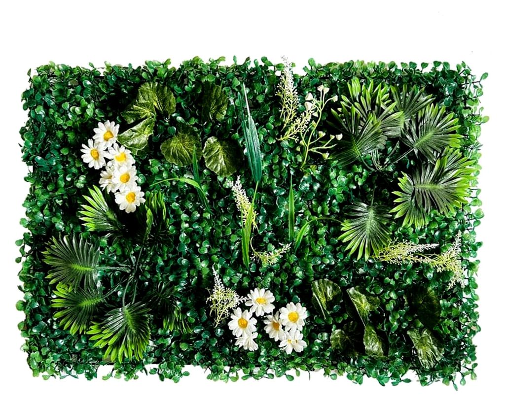 Künstliche Hecke als Sichtschutz für den Garten - 2er Set mit Bindedraht für dekorative Pflanzenwand auf Terrasse, Balkon und bei Hochzeiten