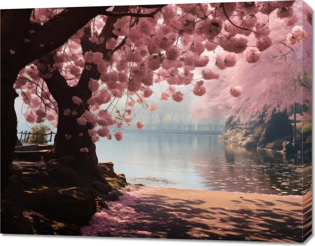 Tableau Zen pour Salon La paix des sakura 90x70 cm Déco Apaisante