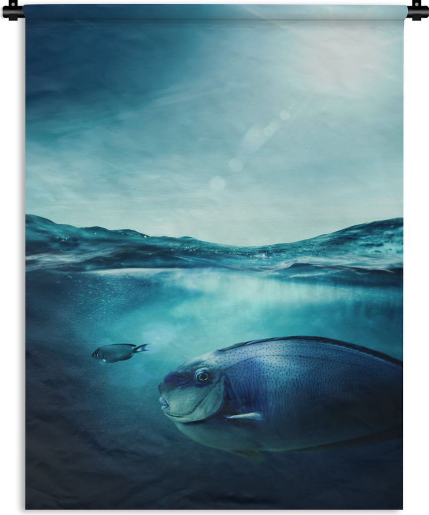 MuchoWow Wandteppich Wandbehang Fisch - Meer - Blau 60x80 cm Tapisserie Dekoration Wandtuch - Decke - Wandtücher - Wohne