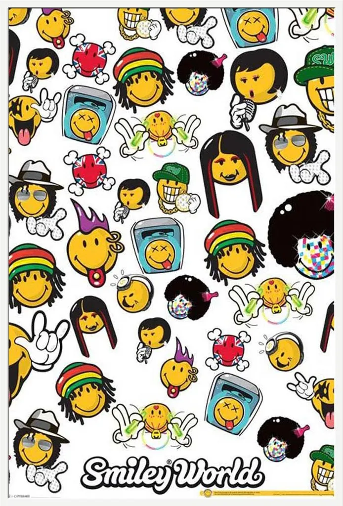 Affiche Musique Smiley Cadre Interchangeable Blanc Shinsuke et Vitre