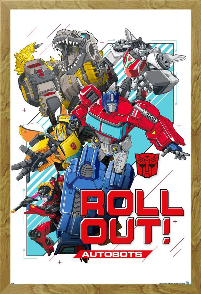 Transformers - Poster - Autobots - Roll out + cornice rimovibile, Shinsuke® Maxi MDF oak, vetro acrilico