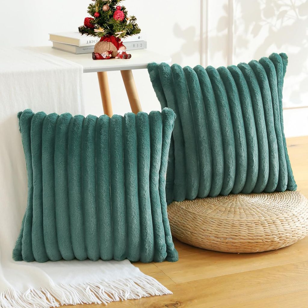MODFU 2er Set Kunstpelz Plüsch Dekorative Kissenbezüge Flauschig Gestreifte Weich Dekorative Kissenbezug für Sofa Schlafzimmer Kissen Shell 50 x...