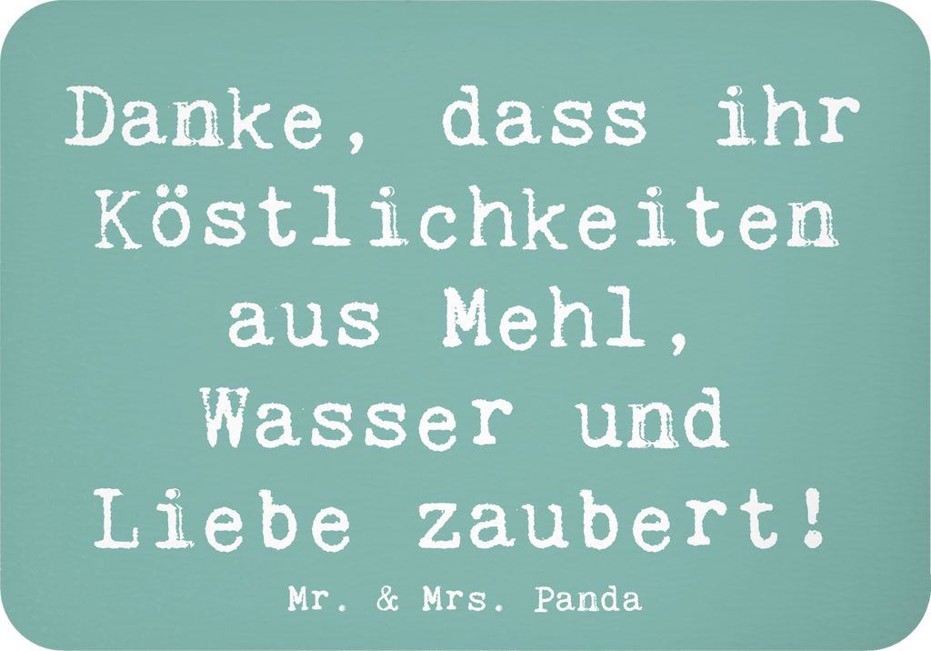Mr. & Mrs. Panda Kühlschrankmagnet Spruch Bäcker-Dank - Meeresbrise - Geschenk, Bäckerei, Notizhalter, Freundschaft, Bedanken, Kuchen, Danke sag...