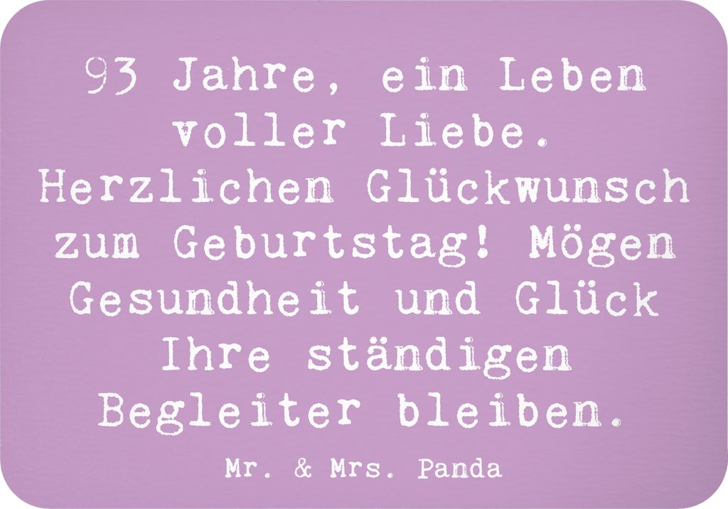 Mr. & Mrs. Panda magnet Spruch 93. Geburtstag - Lavendeltraum - Geschenk, Freunde, haftmagnet, Erinnerungen, büromagnet, Lebensfreude, besondere F...