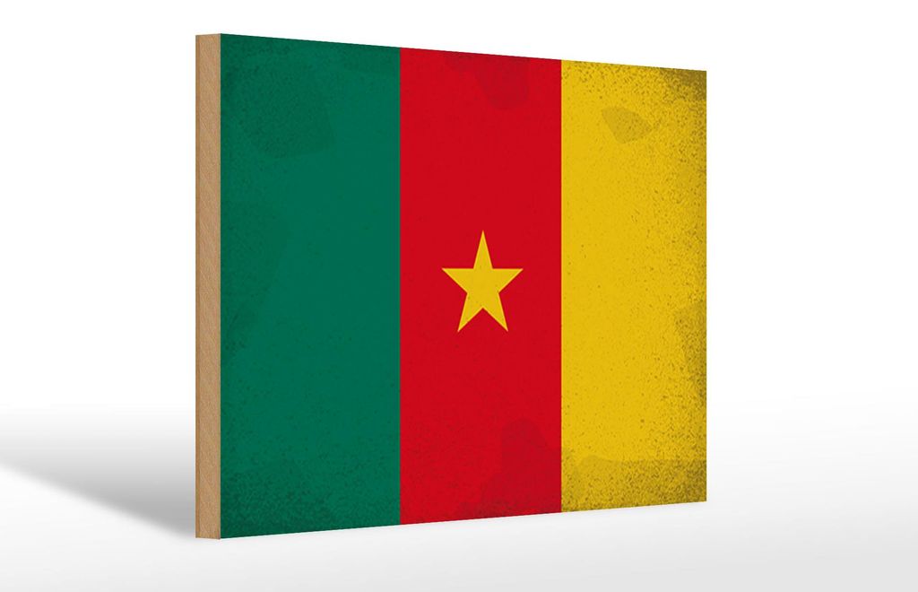 Holzschild Flagge Kamerun 30x20cm Flag of Cameroon Vintage Produktbild 