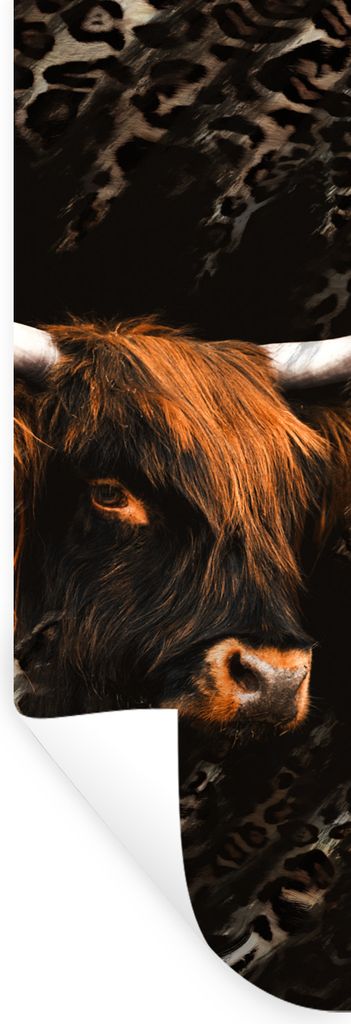 MuchoWow Wandtattoo Wandsticker Wandaufkleber Schottischer Highlander - Leopard - Design 40x120 cm Selbstklebend und Repositionierbar - Sticker -...