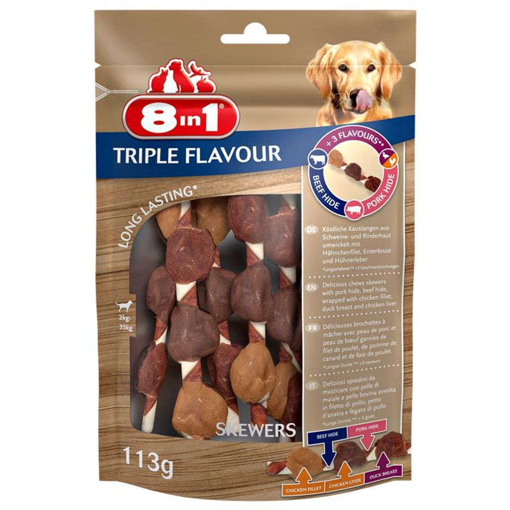 8in1 144632, Snacks, Hund, Adult, Huhn, Ente, Rohhaut, 113 Produktbild 