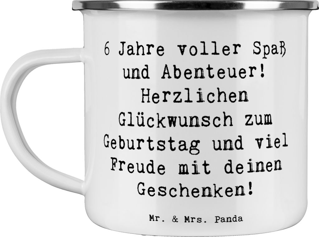 Mr. & Mrs. Panda Teetasse Spruch 6. Geburtstag Freude - Weiß - Geschenk, Glückwunsch, Sechster, Abenteuer, Pott, Kaffeepott, Geburtstagsgeschenk,...