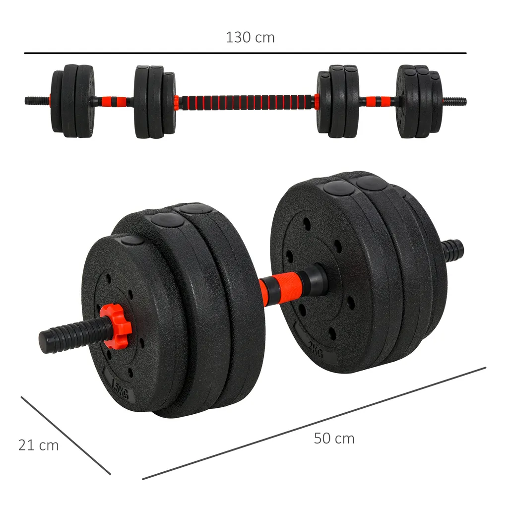 HOMCOM Kit Haltères 2-en-1 de 25 kg avec Poids Réglables et Barres en HDPE - 5