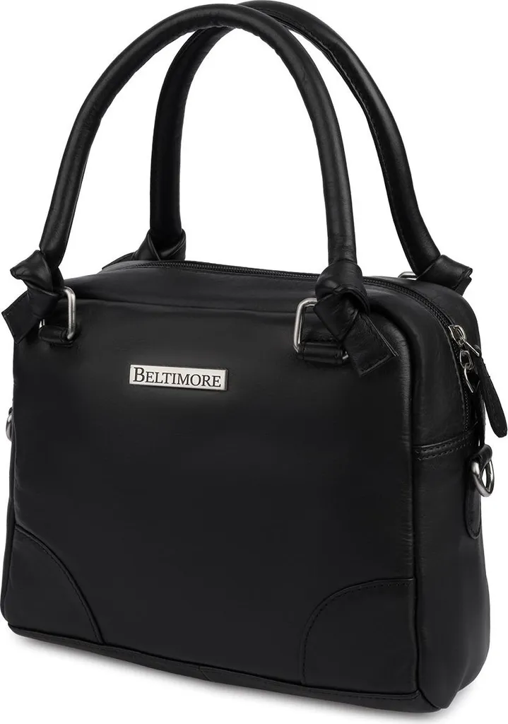 Sac en cuir véritable noir pour femme avec finitions artisanales