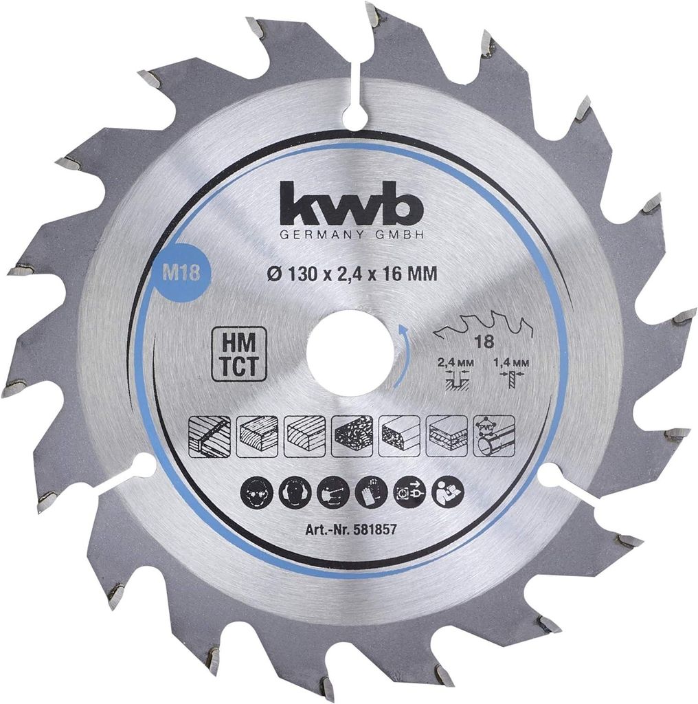 kwb 581857 Hartmetall Kreissägeblatt 130 x 16 mm 1 St. Produktbild 