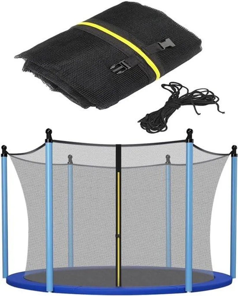 Filet de sécurité trampoline 12 pieds 366cm avec 6 poteaux et zip