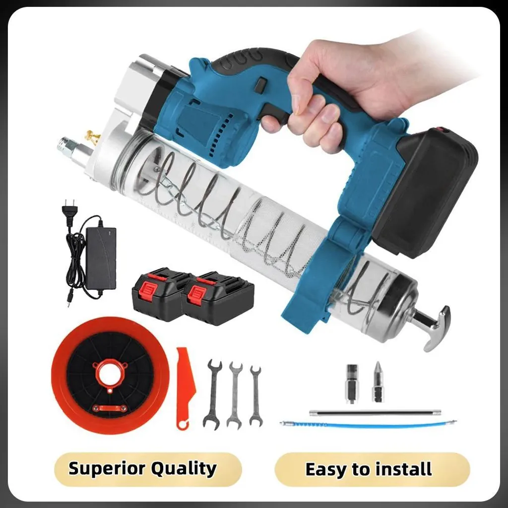 Pistolet à graisse électrique moteur sans balais avec 2 batteries EU