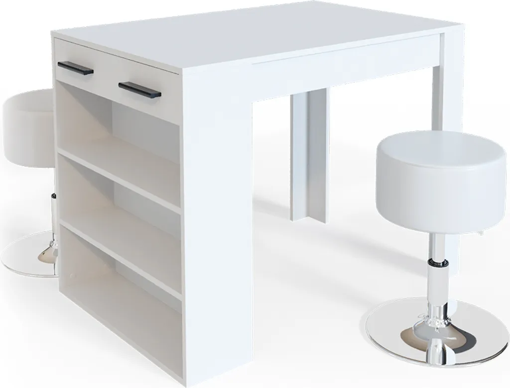 Ensemble Table de Cuisine pour Petit Appartement Vicco Repose Blanc 100cm