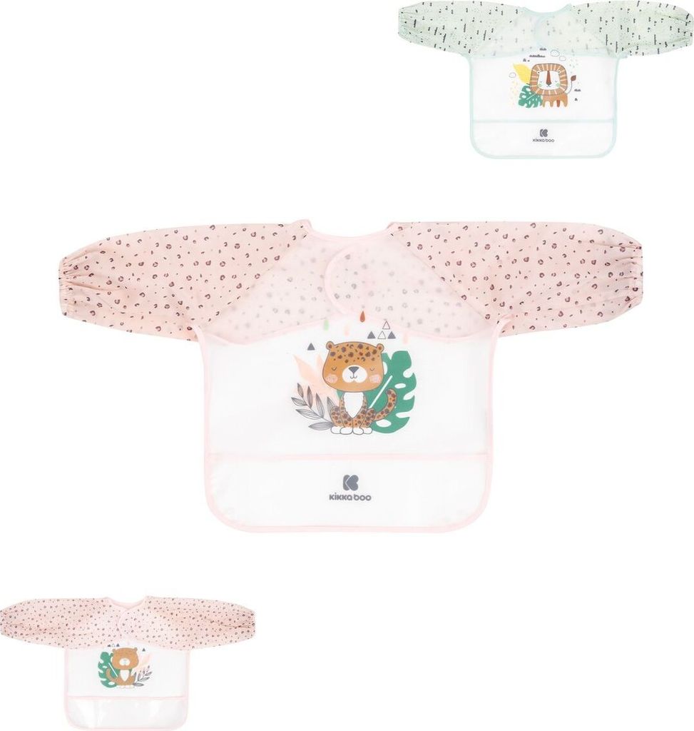 Kikkaboo Babylatz Savanna langarm mit Krümelfänger, wasserdicht, Selbstverschluss pink