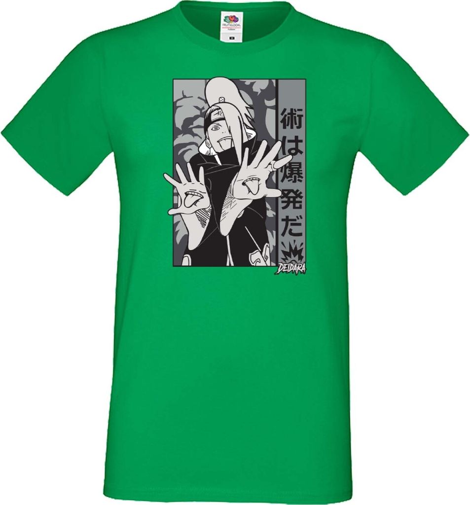 Herren T-Shirt Japan Manga Animation Comics Naruto Deidara Var-035, Man XL / Grün