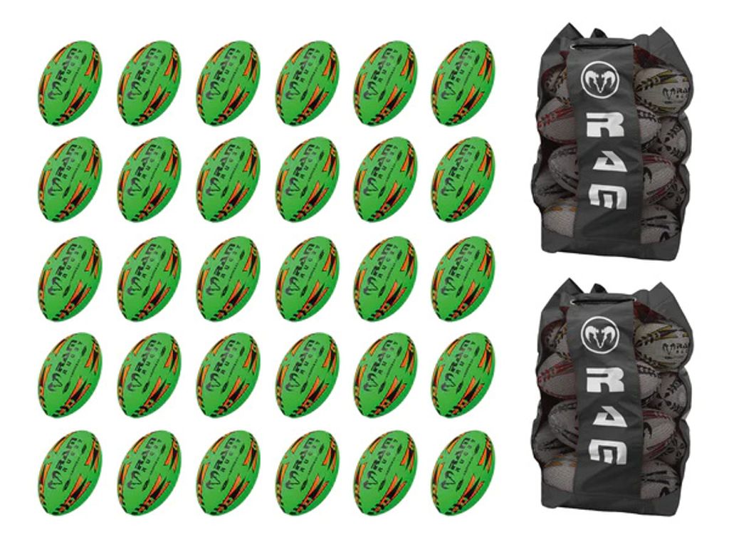 Gripper 2.0 Pro Trainer Fluorine Ball Bundle -Größe 3 - 30 x Bälle und 2 Beutel - Nr. 1 Rugby-Shop in Europa - Designed in England