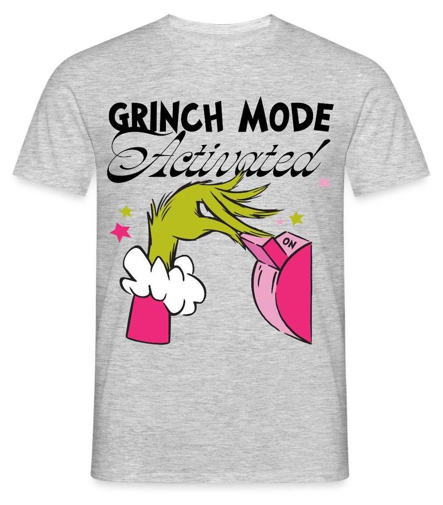 Spreadshirt Der Grinch Statement Grinch Mode Activated Männer T-Shirt, XXL, Grau meliert