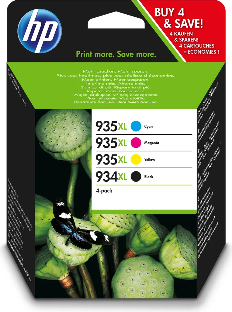HP 934XL 935XL Pack de 4 Cartouches d'Encre X4E14AE Haute Capacité