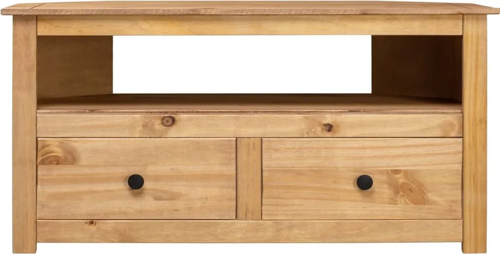 Support TV d'angle 93 cm en bois véritable Panama robuste et durable - 17