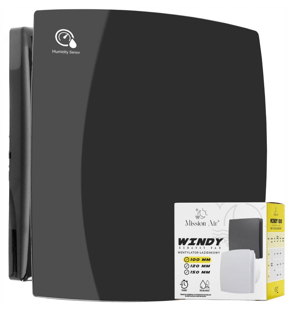 Ventilatore da bagno WINDY 100 H+T NERO Immagine del prodotto 