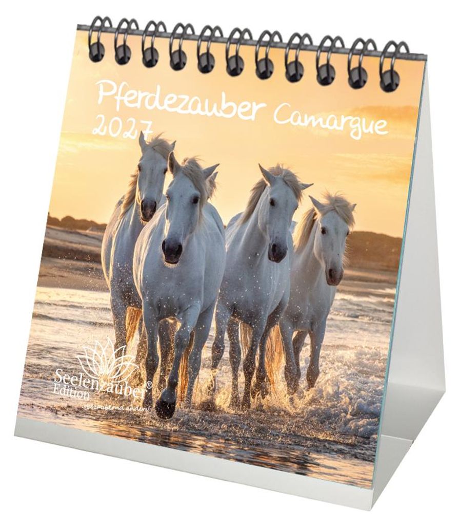 Pferdezauber Camargue Tischkalender 10x10cm für 2027 Pferde und Fohlen - Seelenzauber