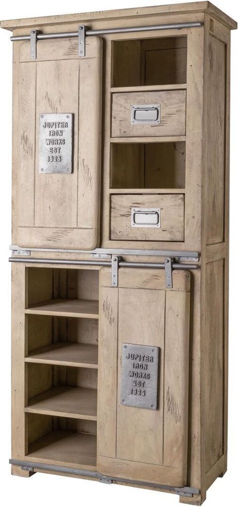 MASSIVMOEBEL24 Schrank Mango 80x45x175 whitewash lackiert RAILWAY #317