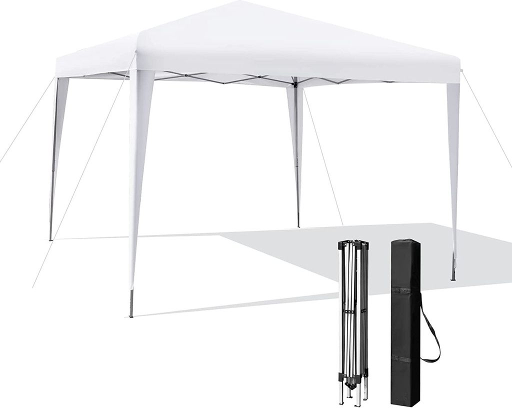 Pavillon höhenverstellbar, Wasserfester & Sonnengeschützter Gartenpavillon, Gartenzelt mit Erdspieße & Abspannseil & Tragetasche, Pop-Up Faltpav...