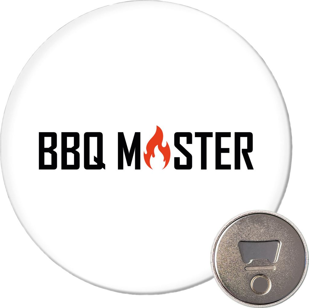 Huuraa Magnet BBQ Master Grillen 59mm Kühlschrankmagnet rund Flaschenöffner Geschenkidee