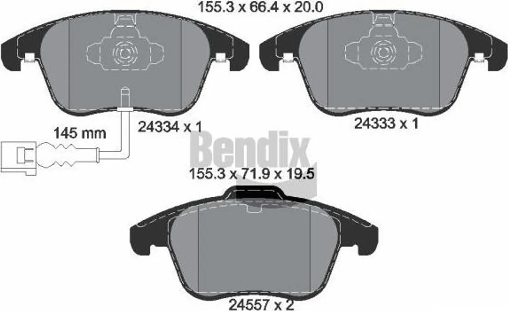 Plaquettes de Frein BENDIX BPD1528 OE 5N0698151B pour Audi Q3 et Tiguan