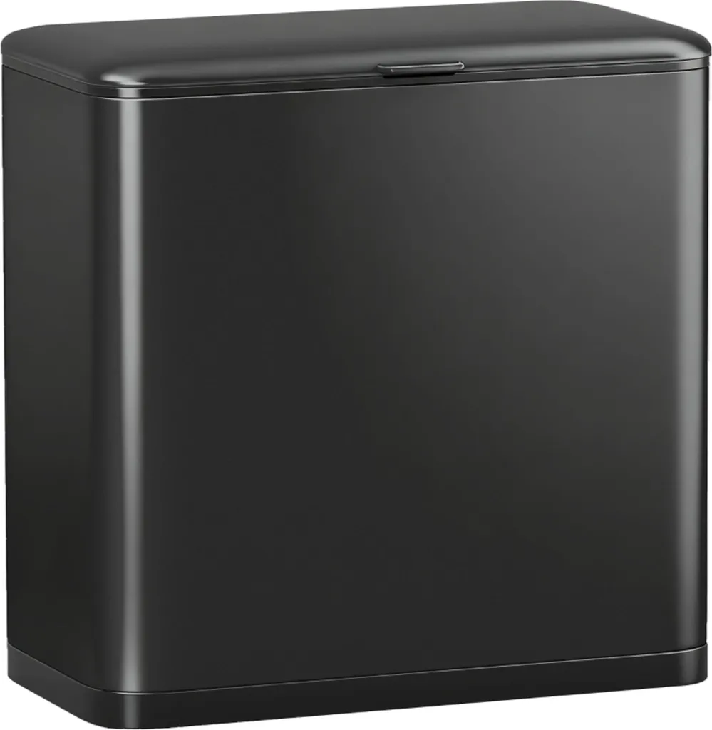 Poubelle 8L design noir inox avec fixation murale ou pose libre au sol