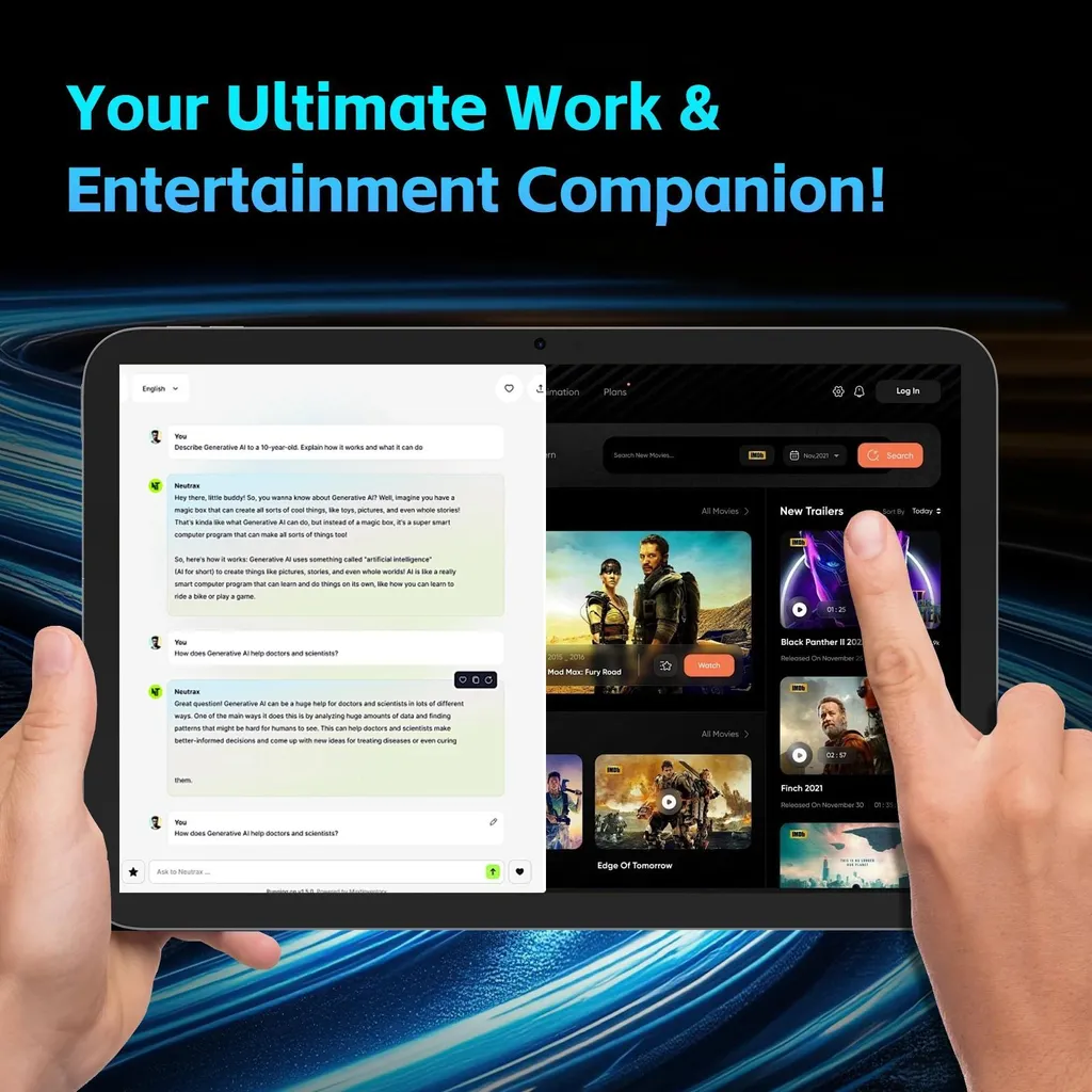 Tablette PAD11 Octa-core 14Go RAM Écran IPS 27,8 cm Android 15 Noir 4G