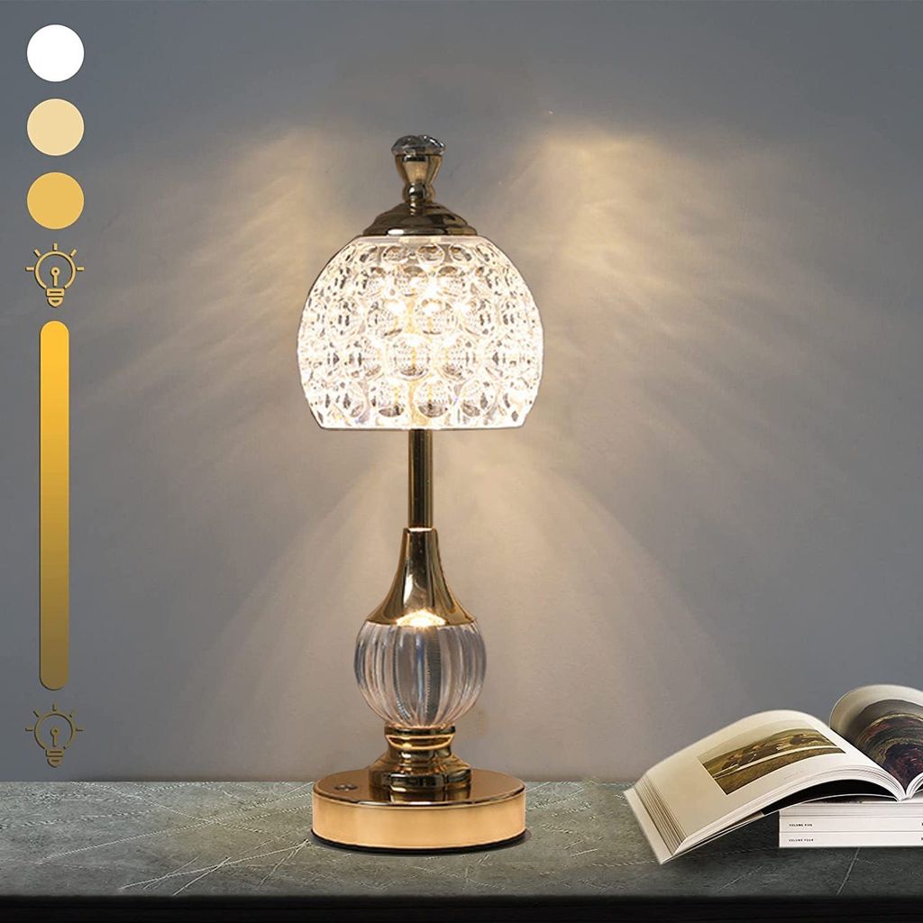 KUGI LED Nachttischlampe Touching Control Crystal Table Produktbild 6