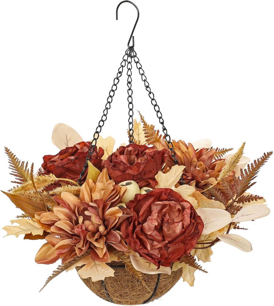 Hängedekoration Herbstlicher Blumentopf mit Blumen Realistisches Orange