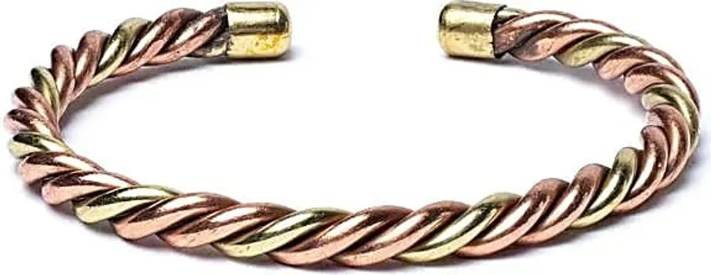 Set de 2 Bracelets Torsadés Bronze et Or 6.8cm pour Tenue Chic et Soirée