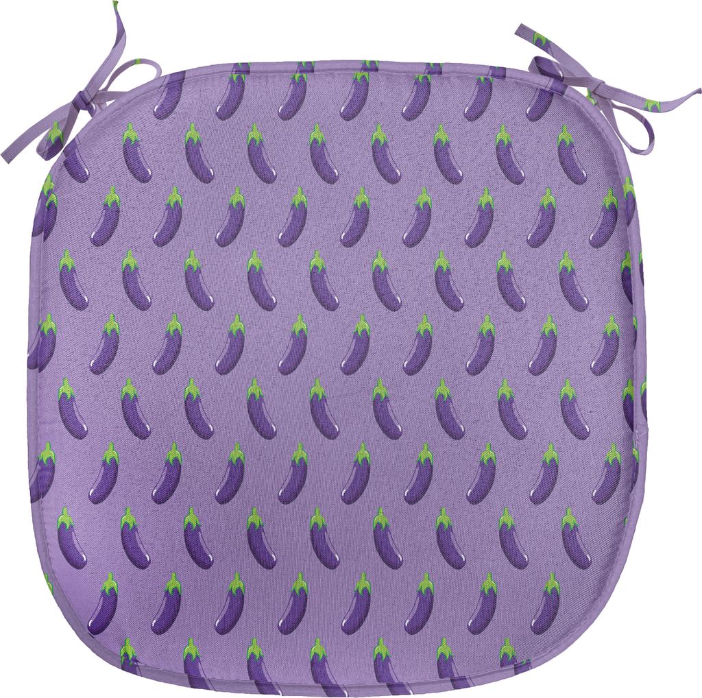 ABAKUHAUS Aubergine Polster für Esszimmerstühle, Vegan Essen gesund, Dekoratives wasserfestes Kissen mit Riemen für Küchensitze, 40 cm x 40 cm,...