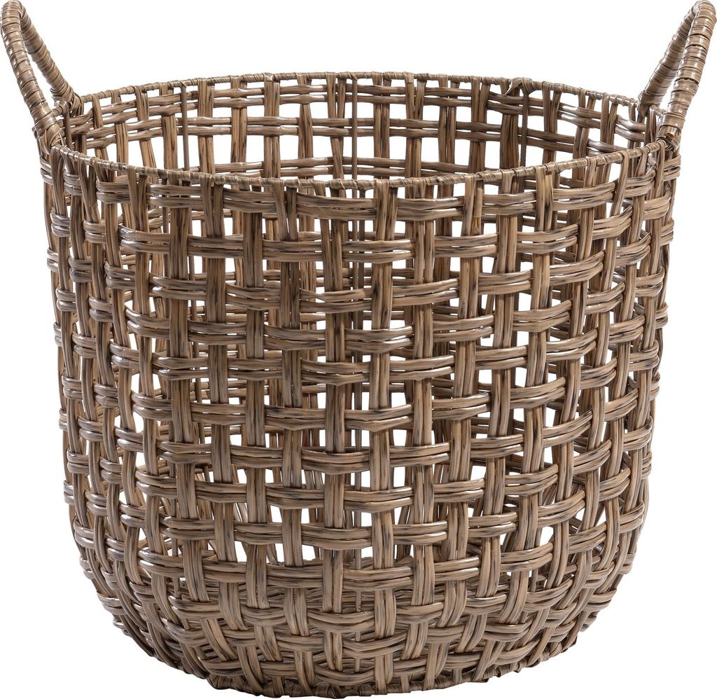 Aufbewahrungskorb - H 36 cm - Braun - Kunststoffgeflecht - Metall