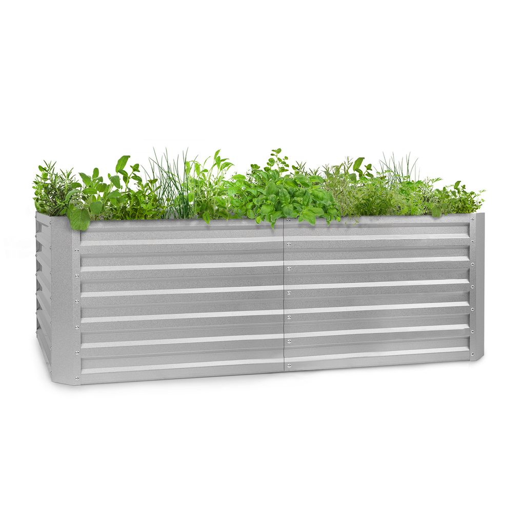 Blumfeldt Hochbeet aus Metall, Wetterfestes Stahl-Hochbeet für Balkon & Garten, Rostfreies Hochbeet Verzinkt, Freistehende Hochbeete 200x60x100 cm...
