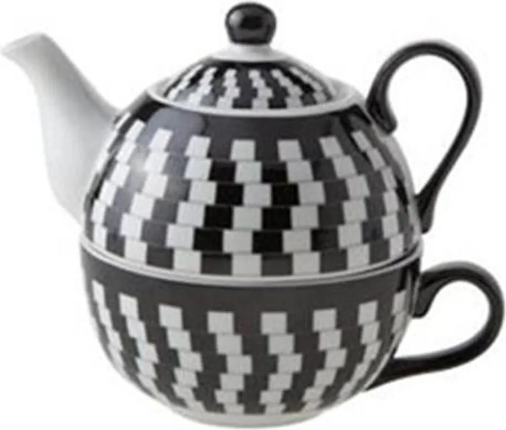 Tasse à thé stable ø11,5xh14cm noir et blanc pour éviter les brûlures