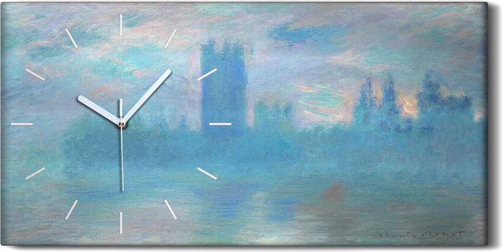Wandkunst Leinwand Bild Uhr Geräuschlos Kunstdruck 60x30 Häuser des Parlamentes - weiße Hände