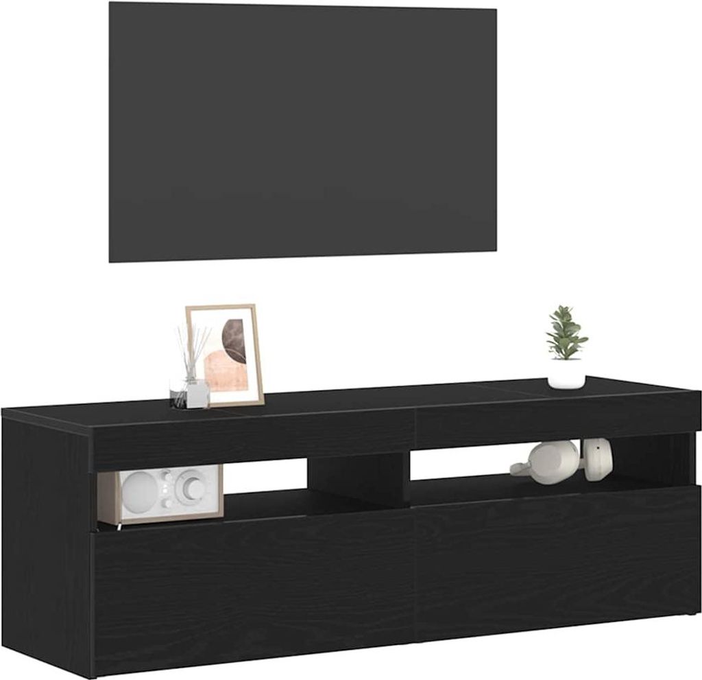 "Sonderangebot" TV-Schränk(1 pcs)CLORIS - TV-Möbel/TV-Ständer - langlebig - Schwarz Eichen-Optik 120x35x40cm Holzwerkstoff - TV-Schränke NeuM...