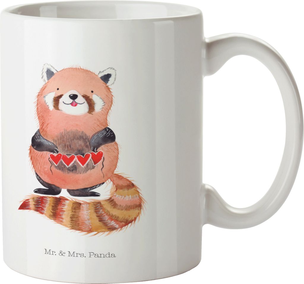 Mr. & Mrs. Panda Becher Roter Panda - Weiß - Geschenk, haferl, Lieblingsmensch, Liebling, Teetasse, Rot, Kaffeepott, Tasse, Kaffeetasse, cappuccin...