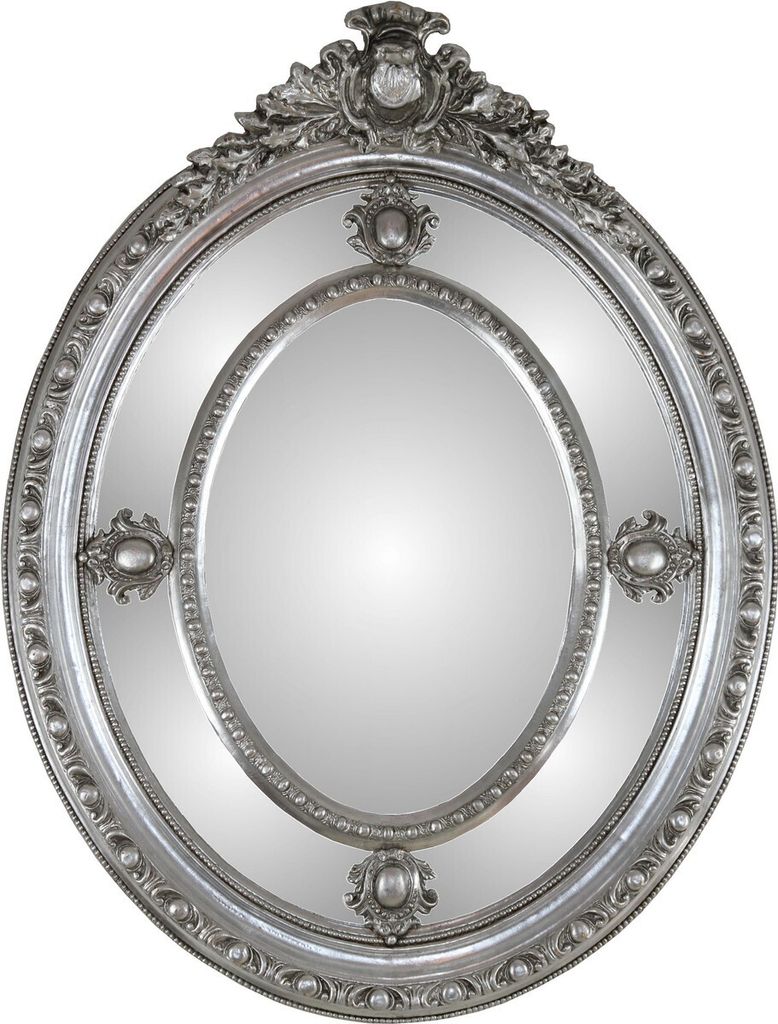 Casa Padrino Barock Spiegel Silber 100 x H. 135 cm - Edel & Prunkvoll - Massivholz