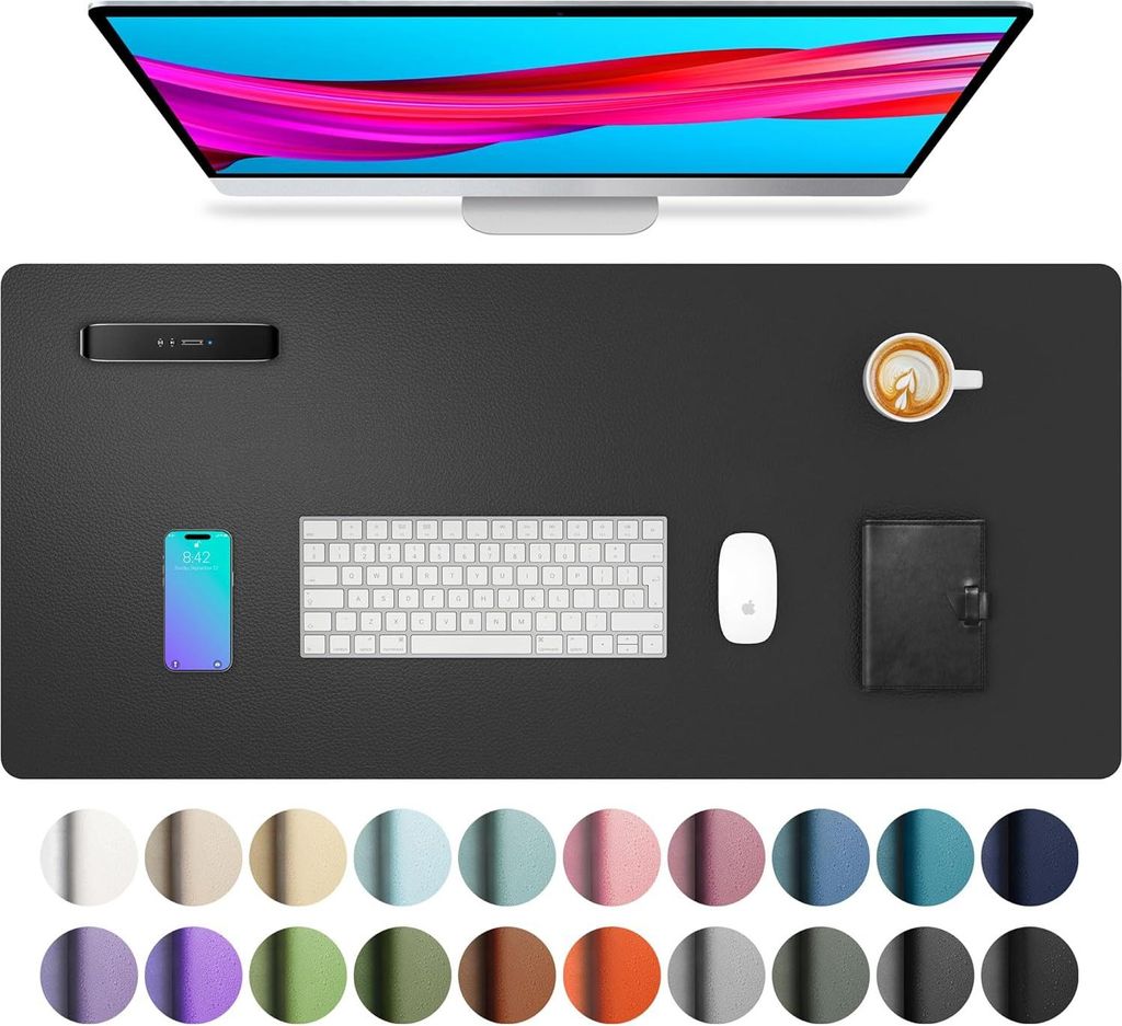 Schreibtischunterlage,Mauspad mit Leder und Rutchfeste Wildleder,Multifunktionales Office Mousepad Laptop Schreibunterlage,Tisch-Schutz Unterlage f...
