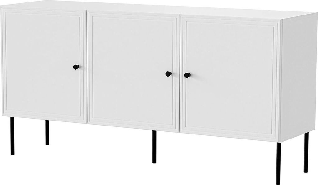 Dmora Anrichte Vigasio 151x40x75h cm Weiß, 3 Regale, 6 Fächer