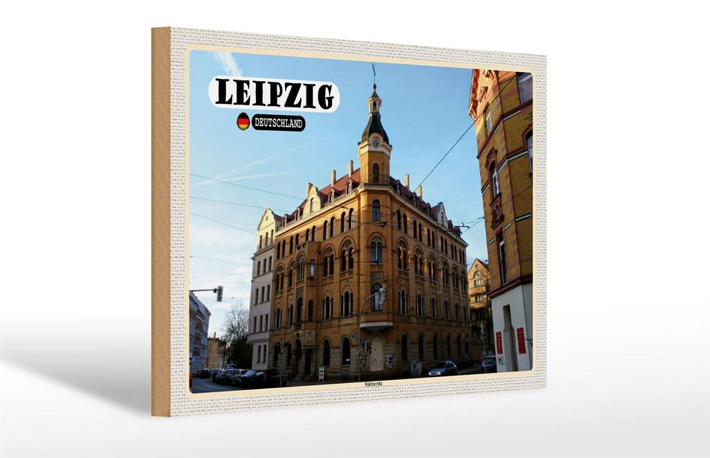 Holzschild Städte Leipziger Stötteritz Gebäude 30x20cm
