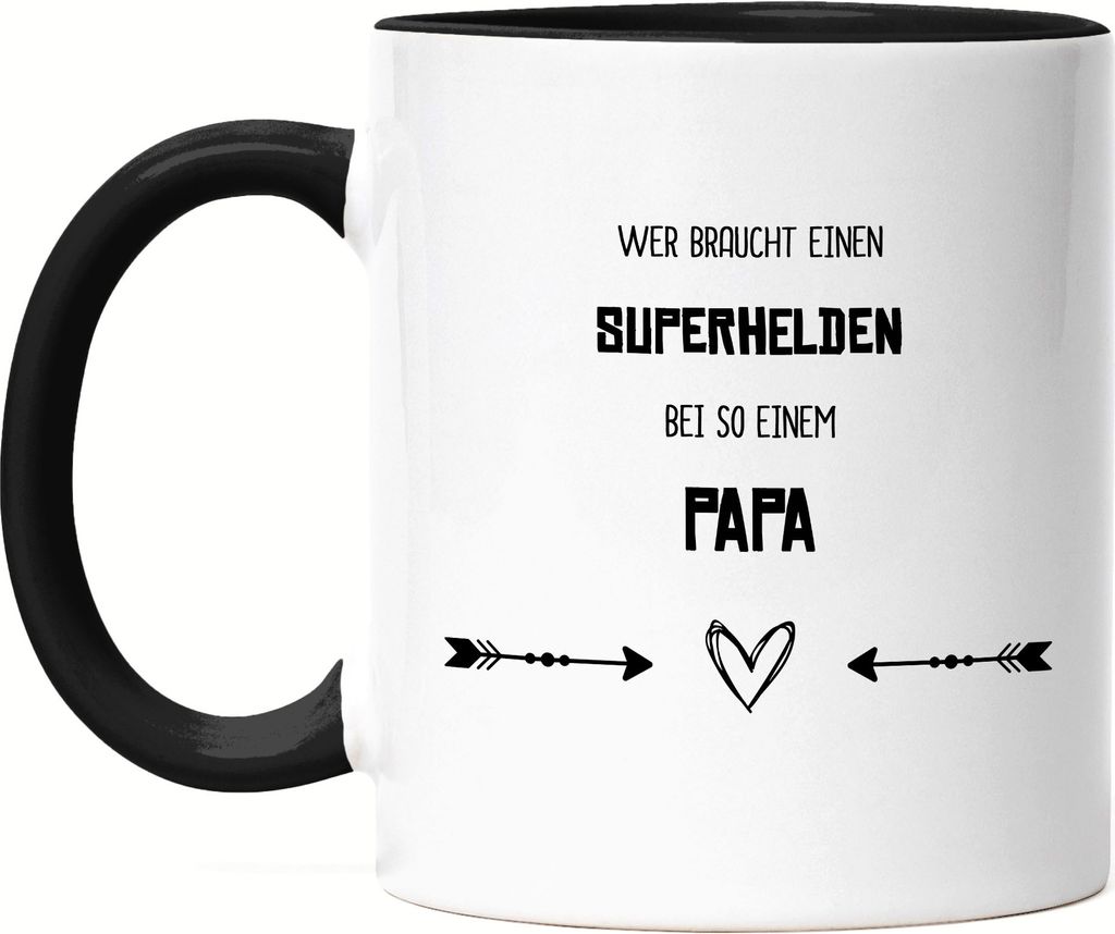 Wer Braucht Superhelden Tasse Schwarz Bester Papa Der Welt Geschenkidee Vatertag Geburtstag