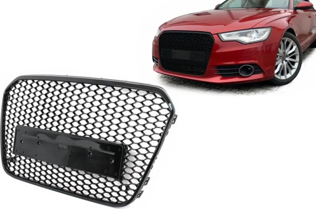 Grille Calandre Nid d'Abeille ABS Noir Brillant Audi A6 C7 4G 2011 à 2014